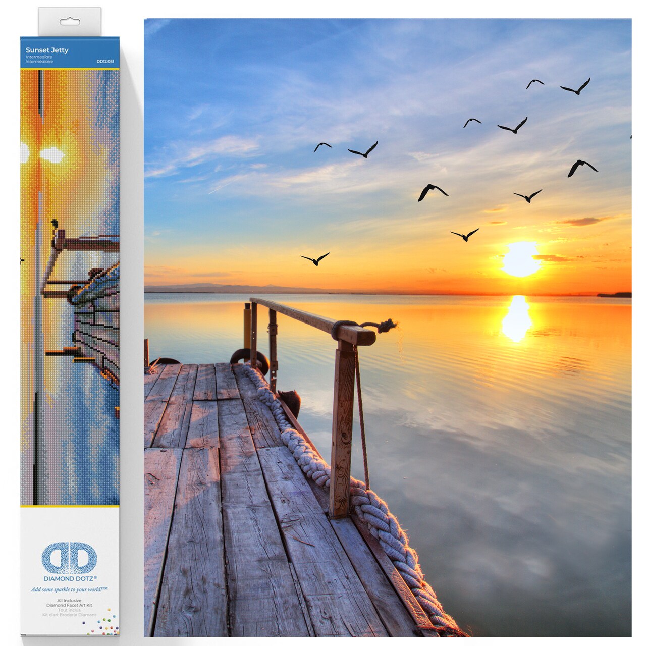 Diamond Dotz Sunset Jetty Diamond Painting Kits for Adults - Diamond Art Kits a Relaxing Creative Craft Kit with Dotz Gems 28.6x18.5